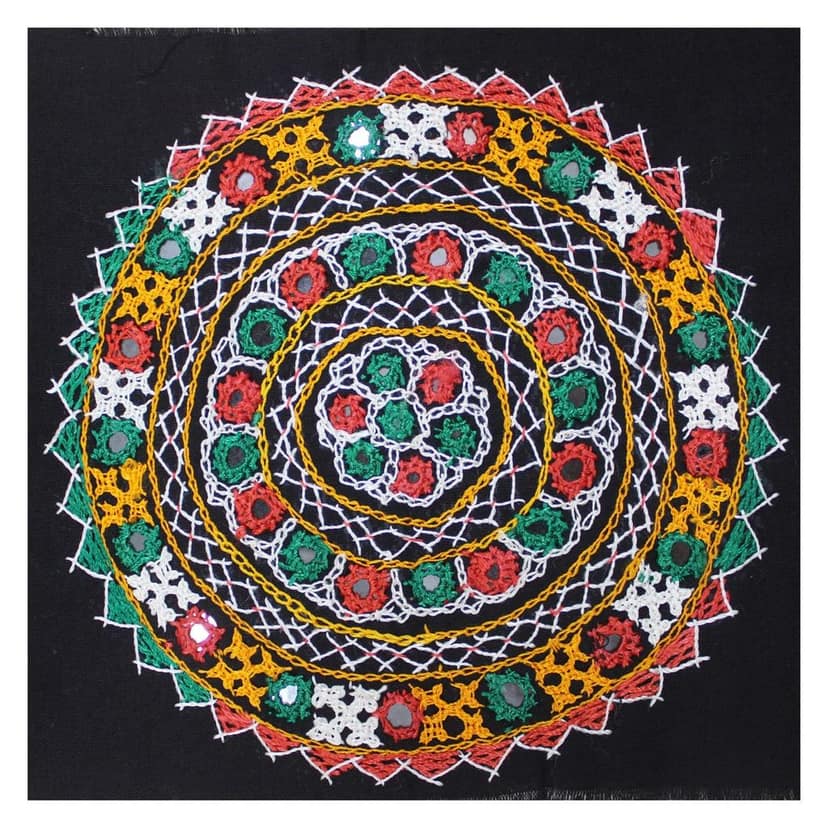 Garvi Gurjari (A Gujarat Govt Enterprise) Cotton Multicolor Hand Embroidered Patch with Mirror Work(GGCMEP56)