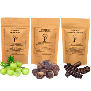 Etheric Combo Pack for Hair Wash & Treatment (Amala + Reetha + shikakai Powder )Organic, Pure & Natural Powder