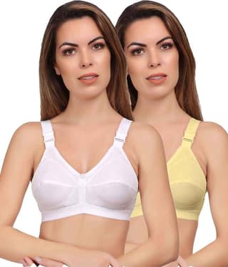 Eve's Beauty Pack of 2 Cotton Non Padded Women's Vintage Bra ( Multi Color )