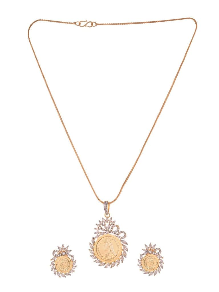 Gold Plated AD Queen Victoria Ginni Locket Jewellery Set view 2