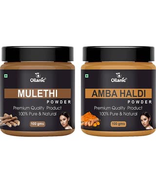 Oilanic 100% Pure Mulethi Powder & Amba Haldi Powder For Skin Hair Mask 200 g Pack of 2