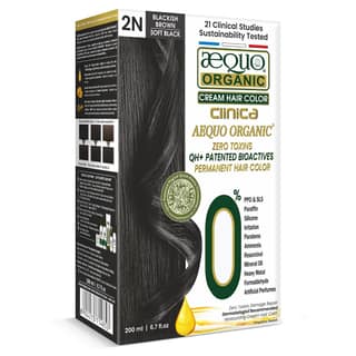 Aequo Organic Cream Hair Colour With QH+ Bioactive | Natural, 100% Grey Coverage, PPD & Ammonia Free Permanent Hair, Beard Color For Men & Women | 2N Soft Black 200ml, Pack Of 1 Aequo Organic Cream Hair Colour With QH+ Bioactive | Natural, 100% Grey Cove