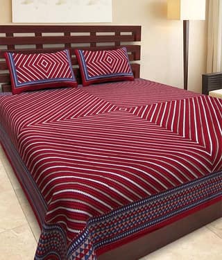 Bombay Spreads Cotton King Bedsheet ( Maroon )