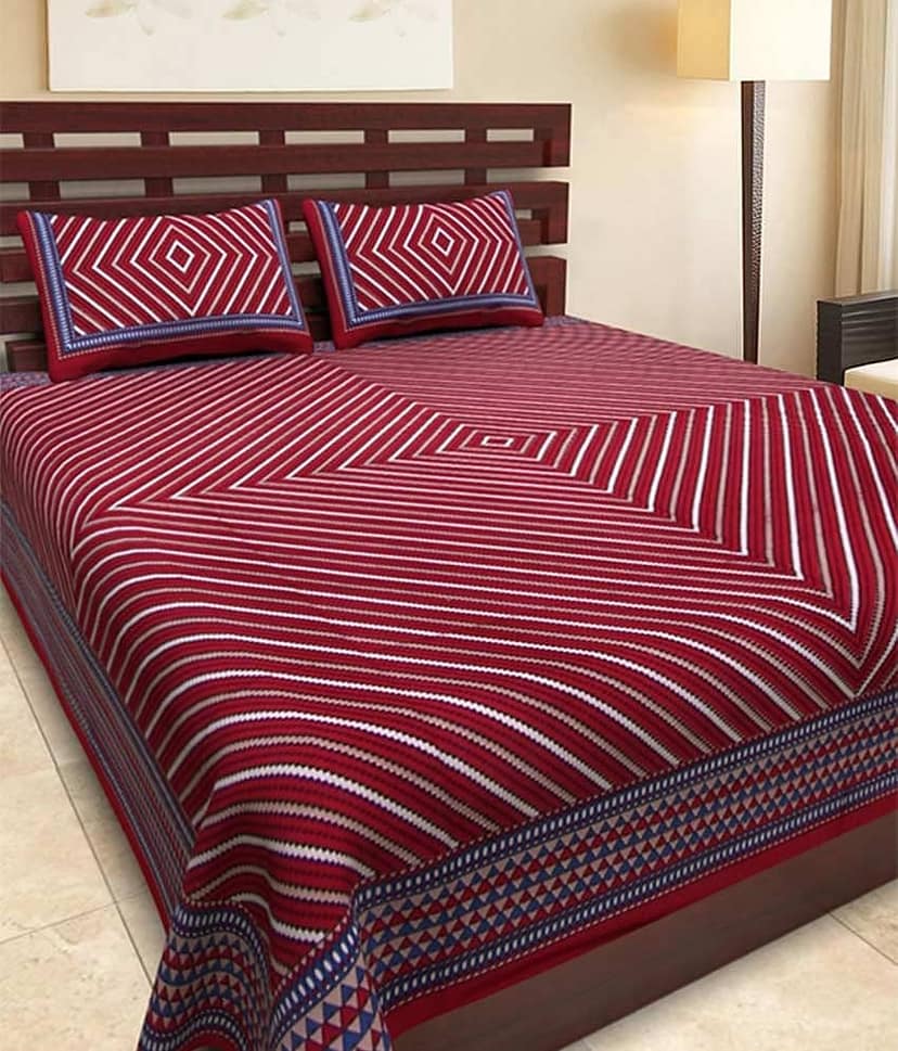 Bombay Spreads Cotton King Bedsheet ( Maroon )
