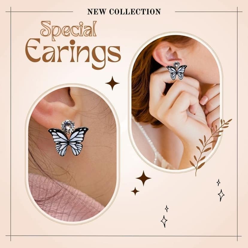 Jewelryklub Zircon Studded Multicolored Butterfly Design Stud Earrings For Girls & Women Design 6 view 4
