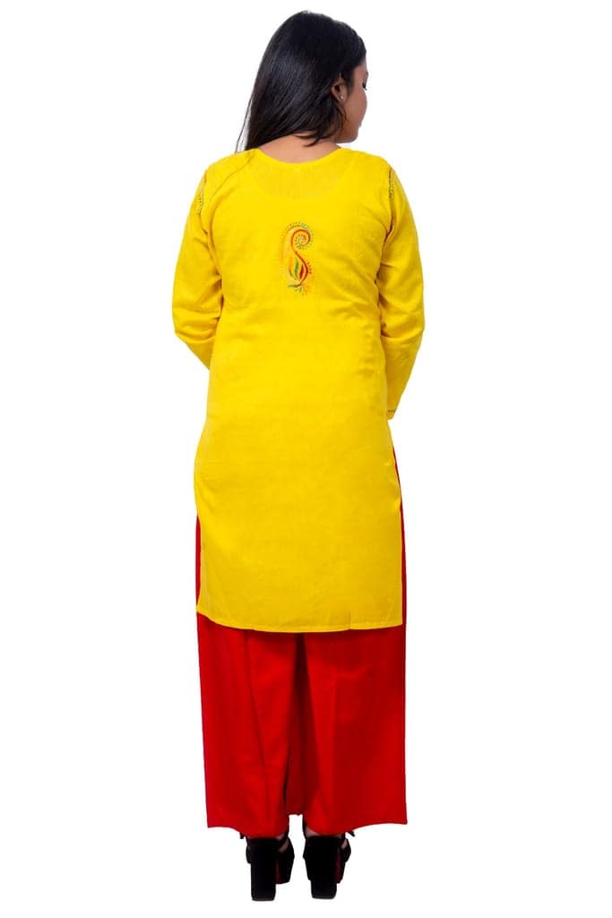 Yellow Chikankari Women Kurta view 4