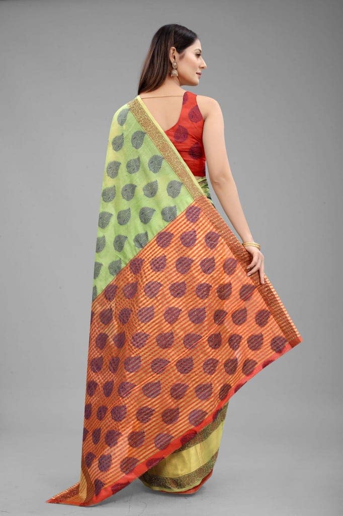 Silk Zone Women's Cotton Woven Saree With Unstiched Blouse Piece view 2