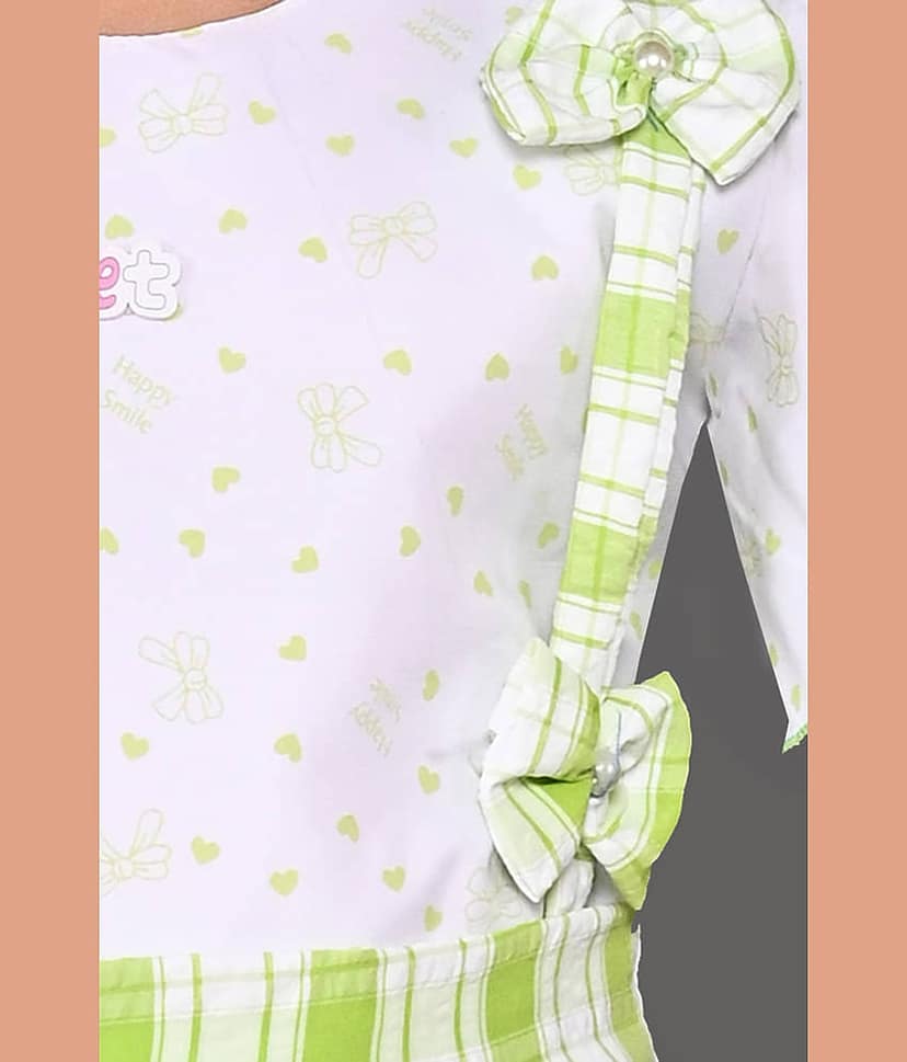 M.MONGELA DRESSES Cotton Blend Fit And Flare Dress For Girls ( Pack of 1 , Lime Green ) view 2