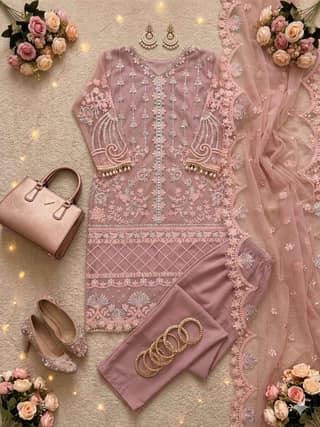Soft Net Pearl Sharara Suit