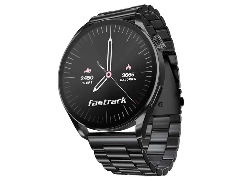 Fastrack Dezire FX1 1.38" Smart Watch with BT Calling, 100+ Sports Modes, BP Monitoring, Functional Crown, Metal Alloy Case Smartwatch - Black