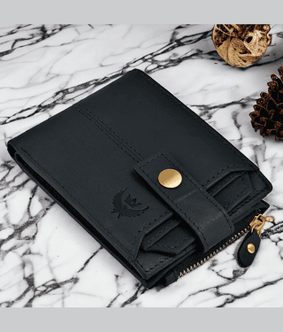 Lorenz Black 100% Leather Men's RFID Wallet ( Pack of 1 )