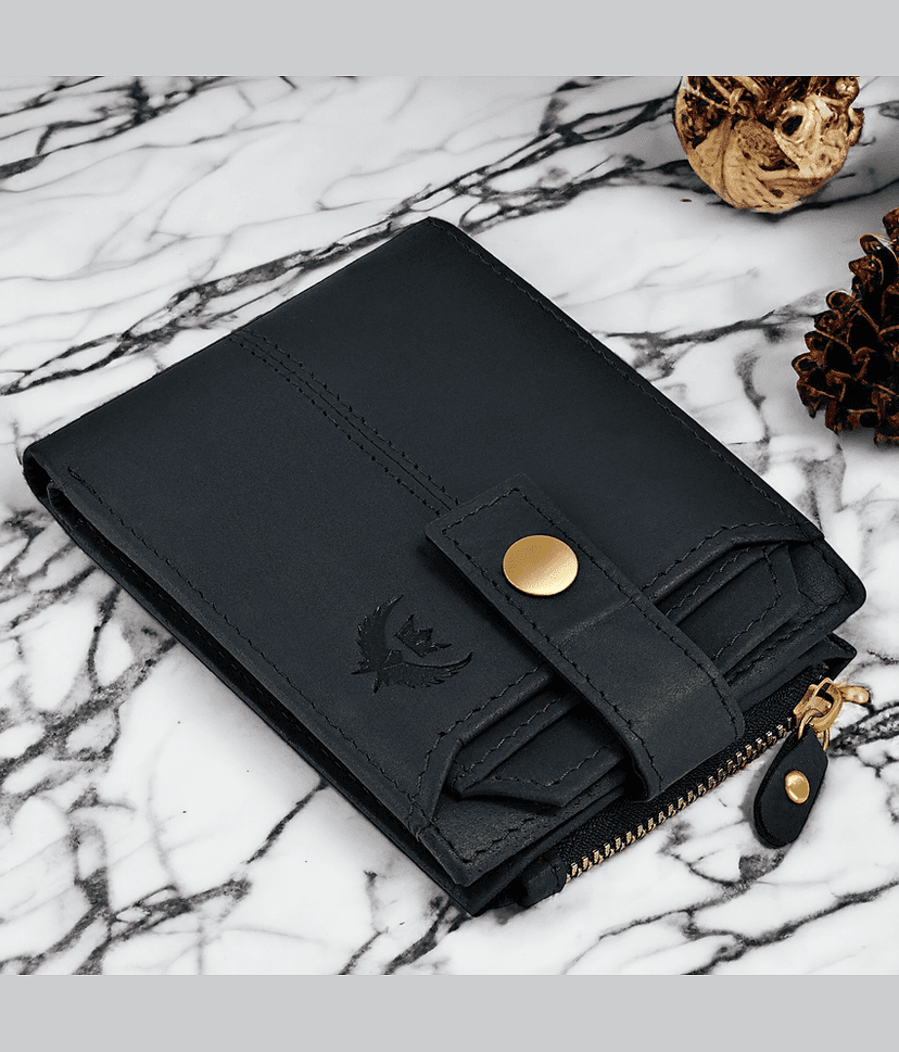 Lorenz Black 100% Leather Men's RFID Wallet ( Pack of 1 )