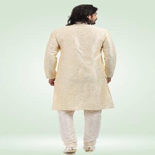 Raivat Ethnic Cream Colour Jacquard Banarasi Silk Pintux Work Kurta Pajama 1812 view 2