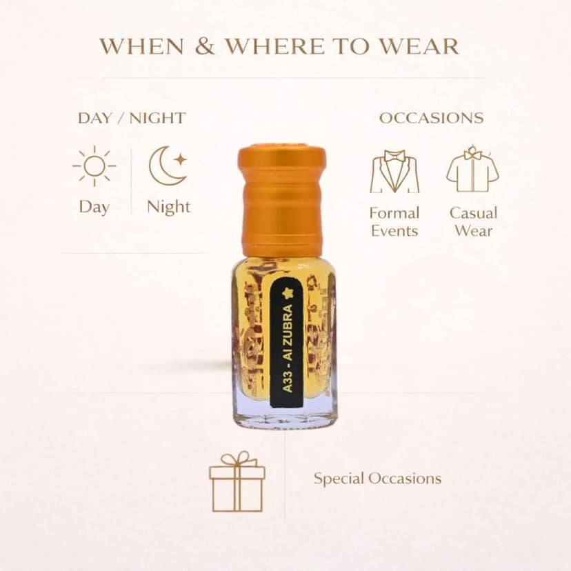 alNaqi fragrances Al Zubra Attar 6ml - Best Attar for Men, Alcohol Free Spicy Saffron & Amber Oil, Long Lasting Attar for Men, Premium Gents-Power-Ittar view 4