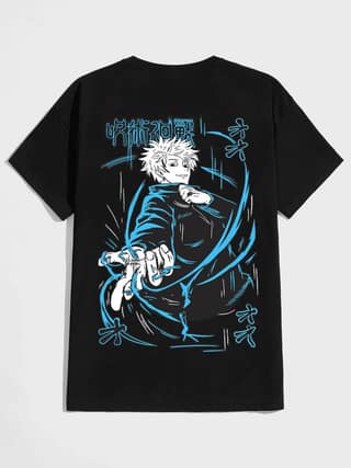 SCOTT FINCHER Black and Blue Graphic Tee featuring Yuji Itadori from Jujutsu Kaisen : AA(HSR)BLACK_130