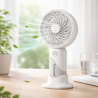 TrueSnap Portable Handheld Mini Fan USB Rechargeable, 3 Speed Personal Cooling Fan with Desk Stand, Compact Travel Fan for Home, Office & Outdoor Use - Grey