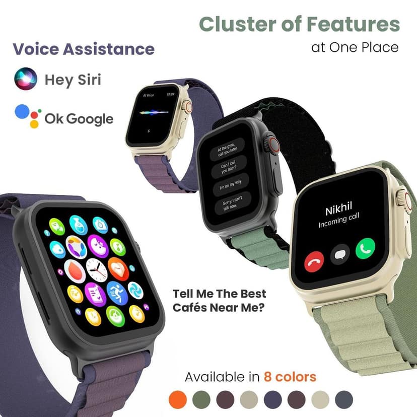 CELLECOR M4 Rush 1.91" HD Display | 600 NITS | AOD | BT-Calling | AI Voice | IP67 | Rotating Crown | SmartWatch (Garnish Black Green) view 5