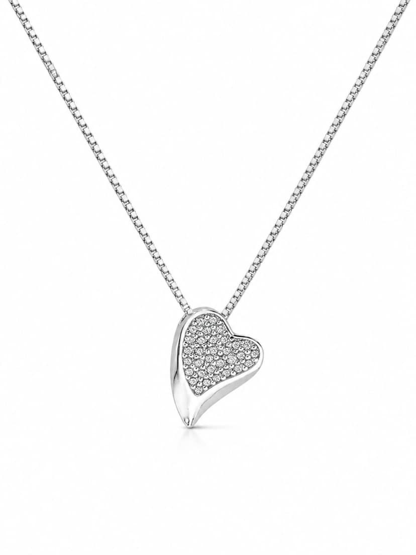 AXORA LIFE 925 Sterling Silver CZ Heart Pendant With Chain for Women view 3