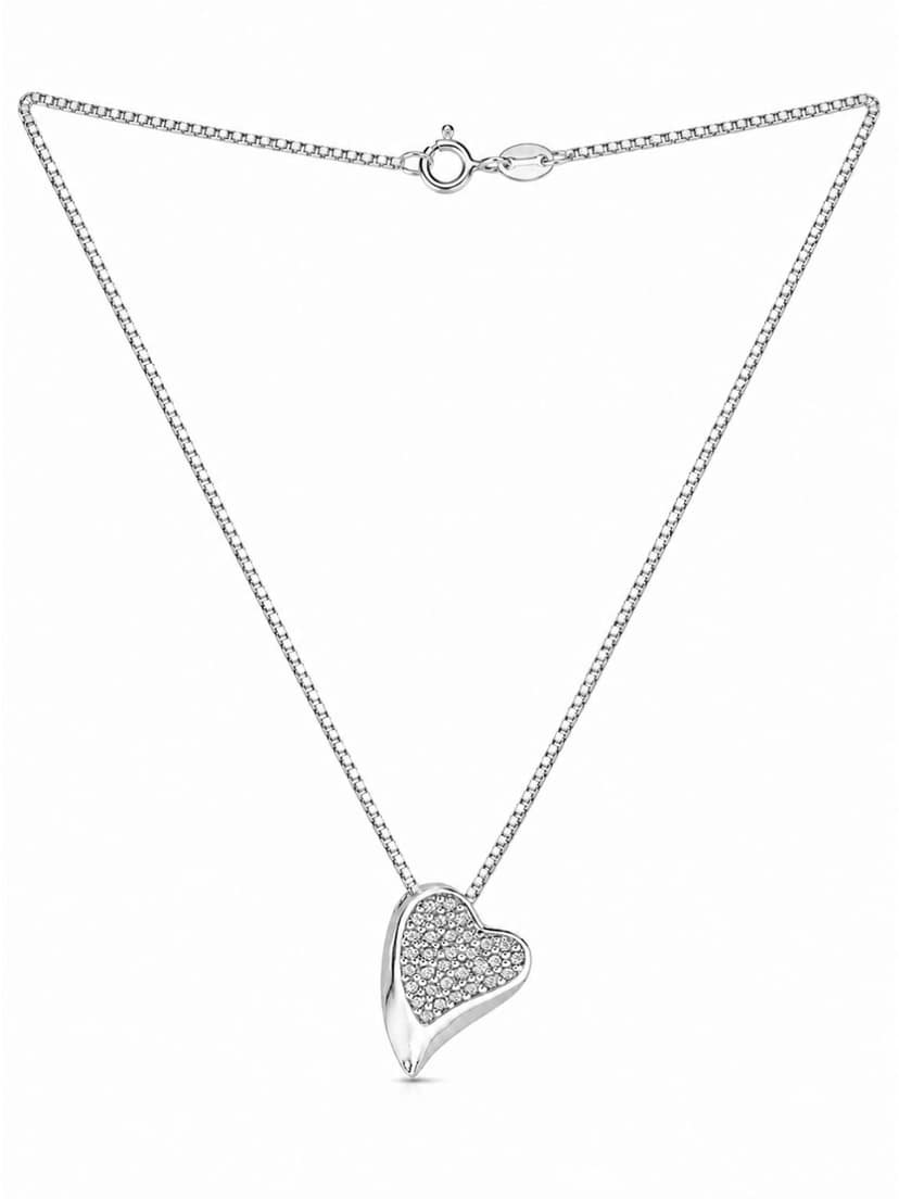 AXORA LIFE 925 Sterling Silver CZ Heart Pendant With Chain for Women view 4