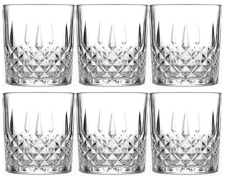 Whiskey Drinking Glass, 285 Ml, Diamond Shaped Whiskey Glass, Heavy Base Rocks Barware Mug, Crystal-Cut Tumbler for Bourbon,Scotch,Wine,Cocktail,Liquor, Perfect for Home, Bar, Casino Party