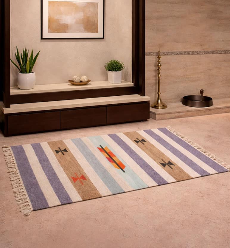 Handloom Punja Durrie Carpet | Traditional Cotton Handwoven Floor Carpet