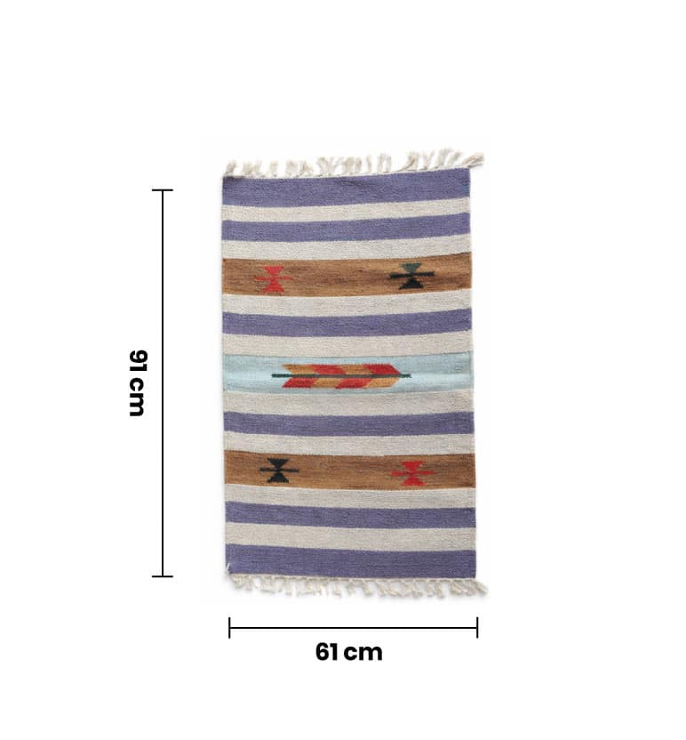 Handloom Punja Durrie Carpet | Traditional Cotton Handwoven Floor Carpet view 5