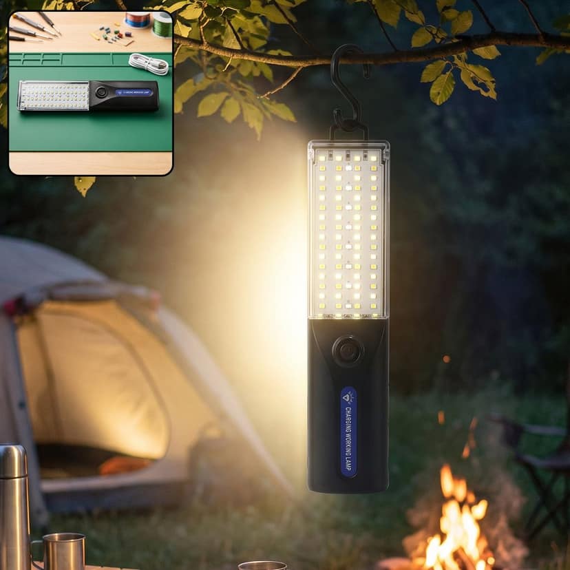 LED Rechargeable Working Lamp with Hanging Hook for Camping Garage view 3