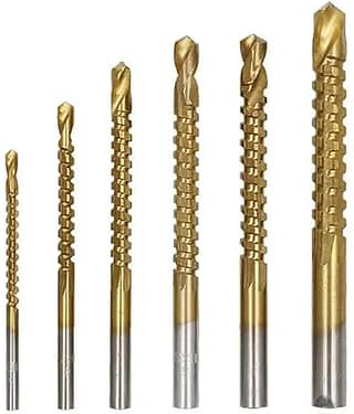 6pcs 3mm-8mm gold color drill bits for wood cutting work Best Titanium Coated Twist Drill Bits Set for Woodworking