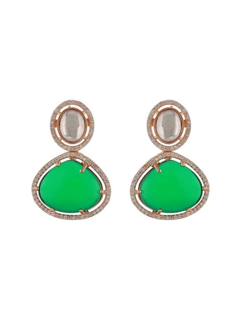 Gold Plated Emerald Green Kundan Studded Designer Luxe Bridal Jewellery Set view 8