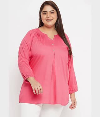VINAAN Women's Rayon Tunic ( Pink )