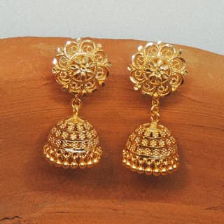 Traditional 1gm gold and micron plated jhumkis