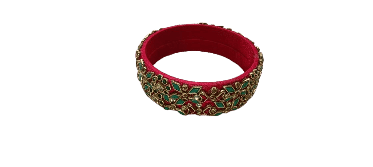 Pink and Blue Bangle Set with Rhinestones