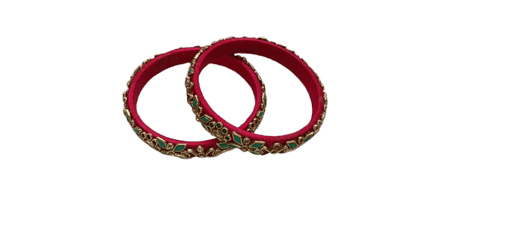 Pink and Blue Bangle Set with Rhinestones view 4