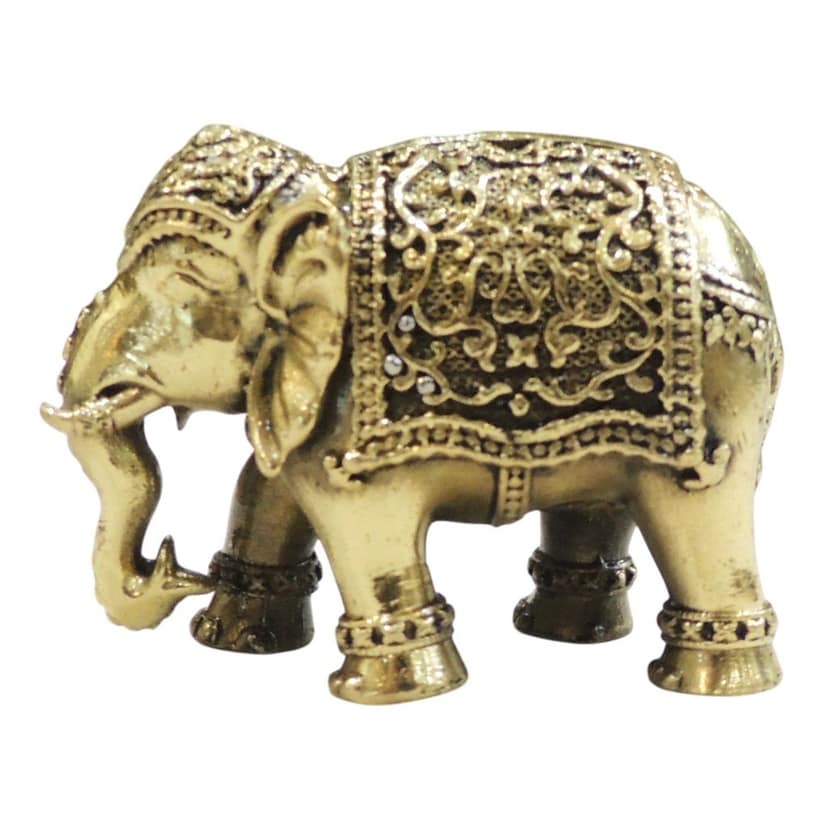 Brass Elephant Idol Statue | Traditional Decorative Showpiece, Height : 2 Inch (BSMAS1707 K) view 2