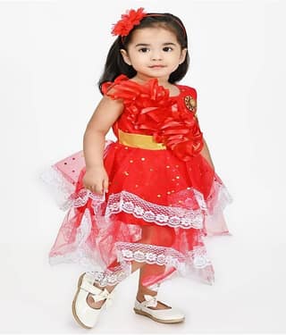 IMON BASID Red Silk Baby Girl Frock ( Pack of 1 )