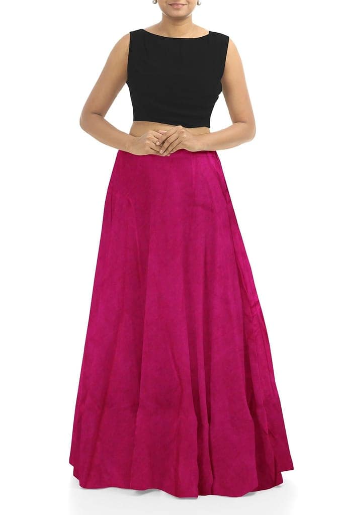 Garvi Gurjari (A Gujarat Govt Enterprise Women Handmade Plain Mashru Silk Long Skirt(GGCPMS08) Dark Pink