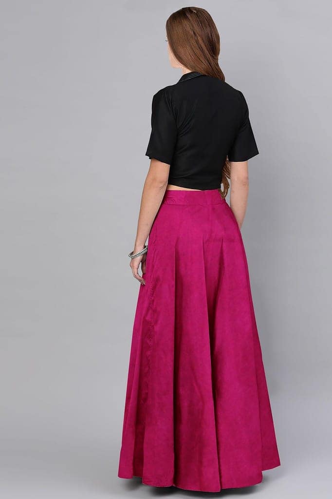 Garvi Gurjari (A Gujarat Govt Enterprise Women Handmade Plain Mashru Silk Long Skirt(GGCPMS08) Dark Pink view 2