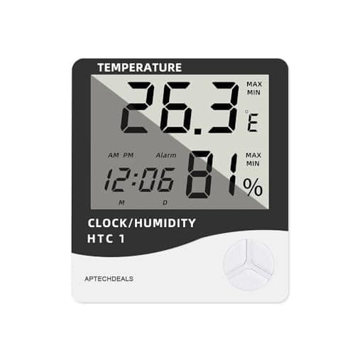 ApTechDeals HTC-1 Digital Hygrometer Thermometer Humidity Meter With Clock LCD Display view 2