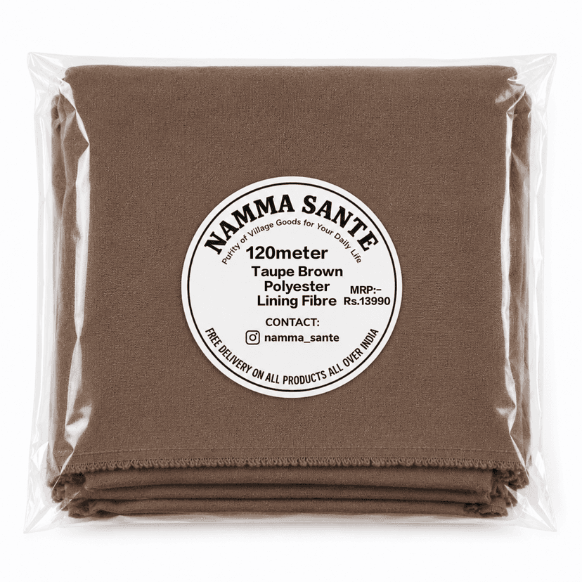 Taupe Brown Polyester Lining Fibre (Chhota Panna), Taupe Brown Lining Cloth, Taupe Brown Polyester Lining Fabric, Taupe Brown Polyester Inner Lining, Taupe Brown Lining Material view 2