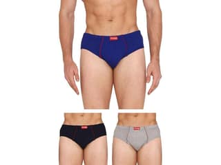 VIP Frenchie Plus Mens Cotton Briefs, Ultra-Soft, All-Day Comfort Fit, Assorted Colours - Pack of 3 - 90