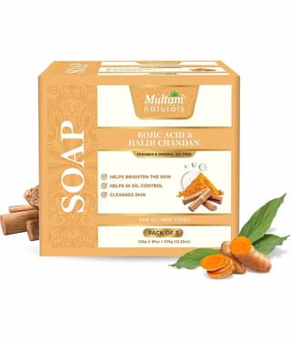 Multani Naturals Kojic Acid & Haldi Chandan Soap For Tan Skin Brightening, Oil Control & Deep Cleansing 125gms (Pack of 3)
