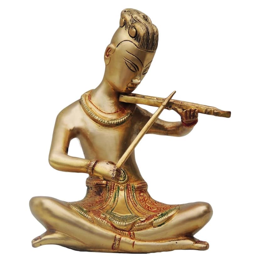Brass Showpiece Rajasthani Violin Statue, Height : 8.5 Inch (BSMAS479 D) view 2