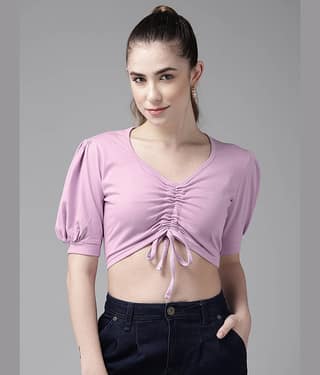 The Dry State Women's Cotton Drawstring Top ( Purple )
