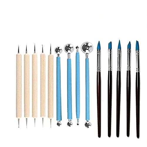 Polymer Pottery Clay Sculpting Modelling Sit Ball Stylus Nail Art Dotting Tools Rubber-14pcs view 2