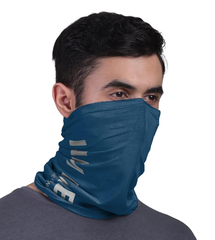 FREECULTR Unisex Bamboo Bandana, Anti Microbial Super Soft & Comfort Fit, Breathable Multipurpose Headband, Face Mask for Dust Protection and Sun - Printed Pack of 2-Sapphire Blue,White view 2