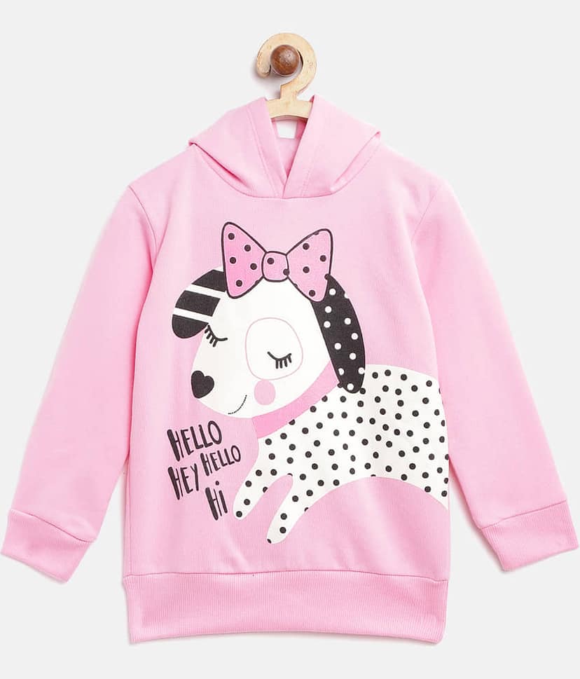 Lazy Shark Single Girls Fleece Sweatshirt ( Pink )