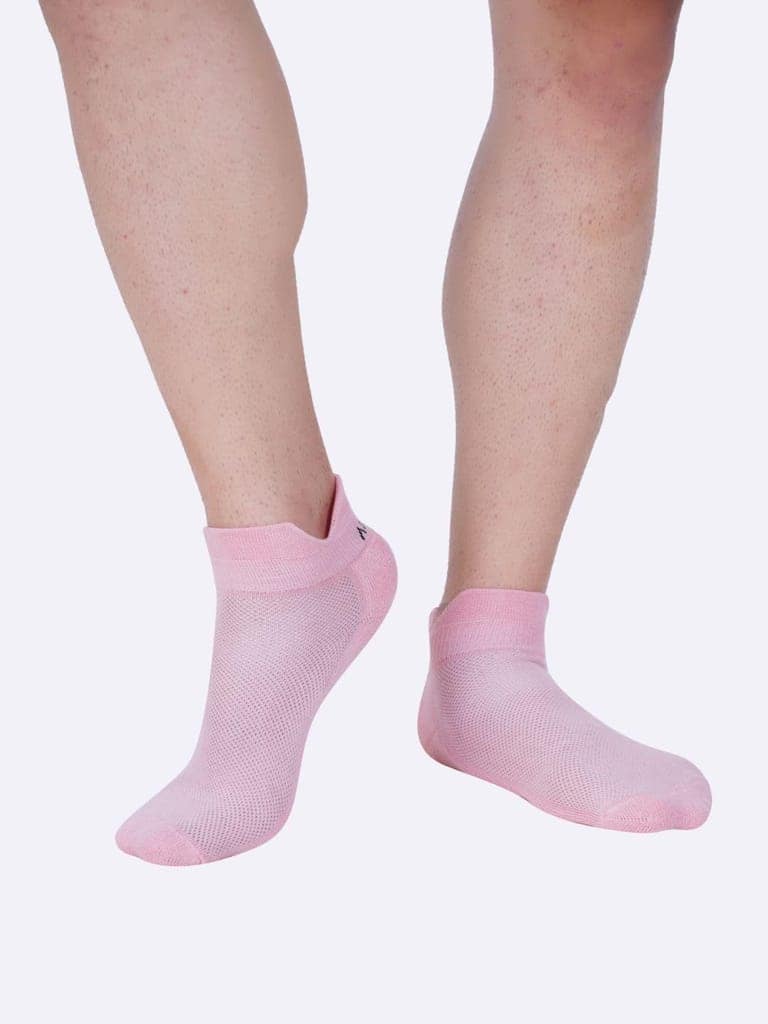 AirGarb Low Ankle Cotton Sneakers Socks for Men and Women: Comfortable Cushioning & Breathable Design - TCA1P (Free Size) Pink view 2