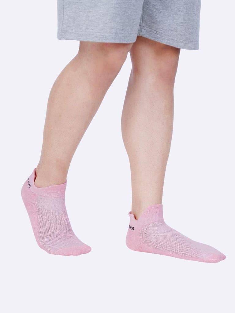 AirGarb Low Ankle Cotton Sneakers Socks for Men and Women: Comfortable Cushioning & Breathable Design - TCA1P (Free Size) Pink view 5