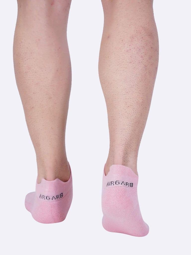 AirGarb Low Ankle Cotton Sneakers Socks for Men and Women: Comfortable Cushioning & Breathable Design - TCA1P (Free Size) Pink view 6