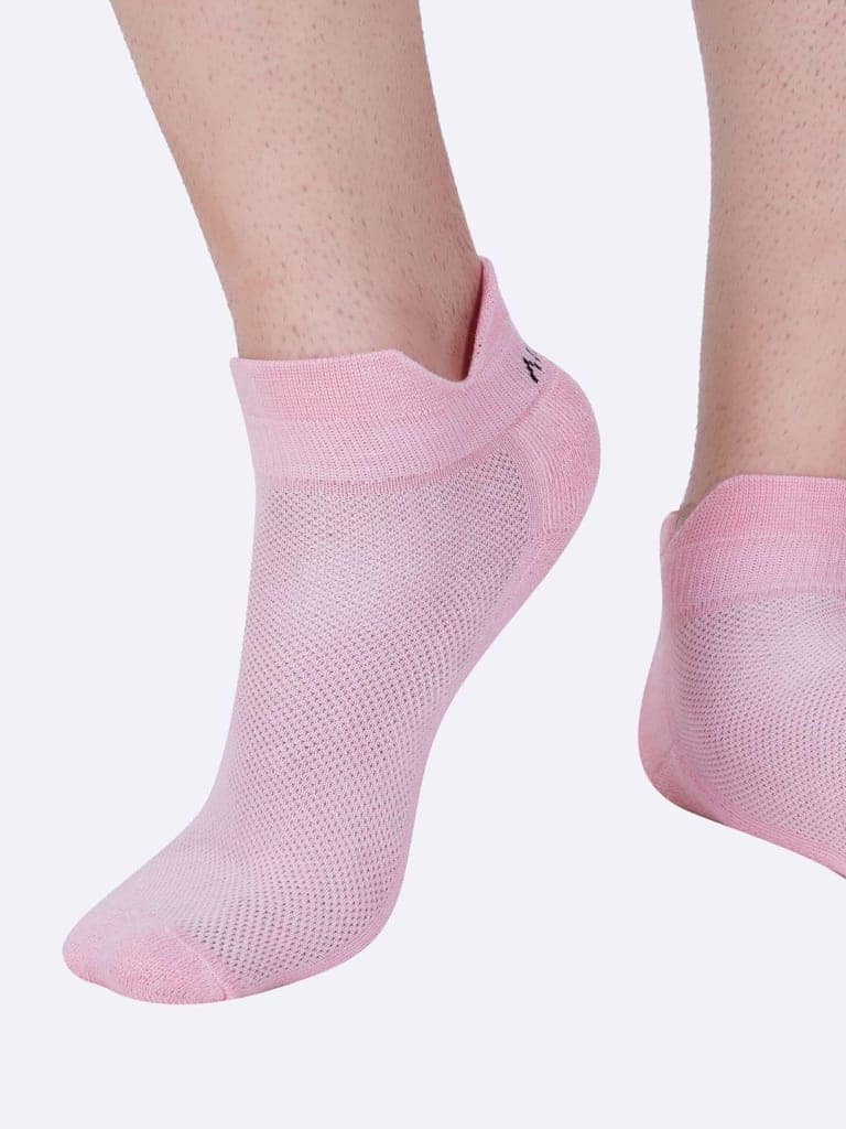 AirGarb Low Ankle Cotton Sneakers Socks for Men and Women: Comfortable Cushioning & Breathable Design - TCA1P (Free Size) Pink view 7